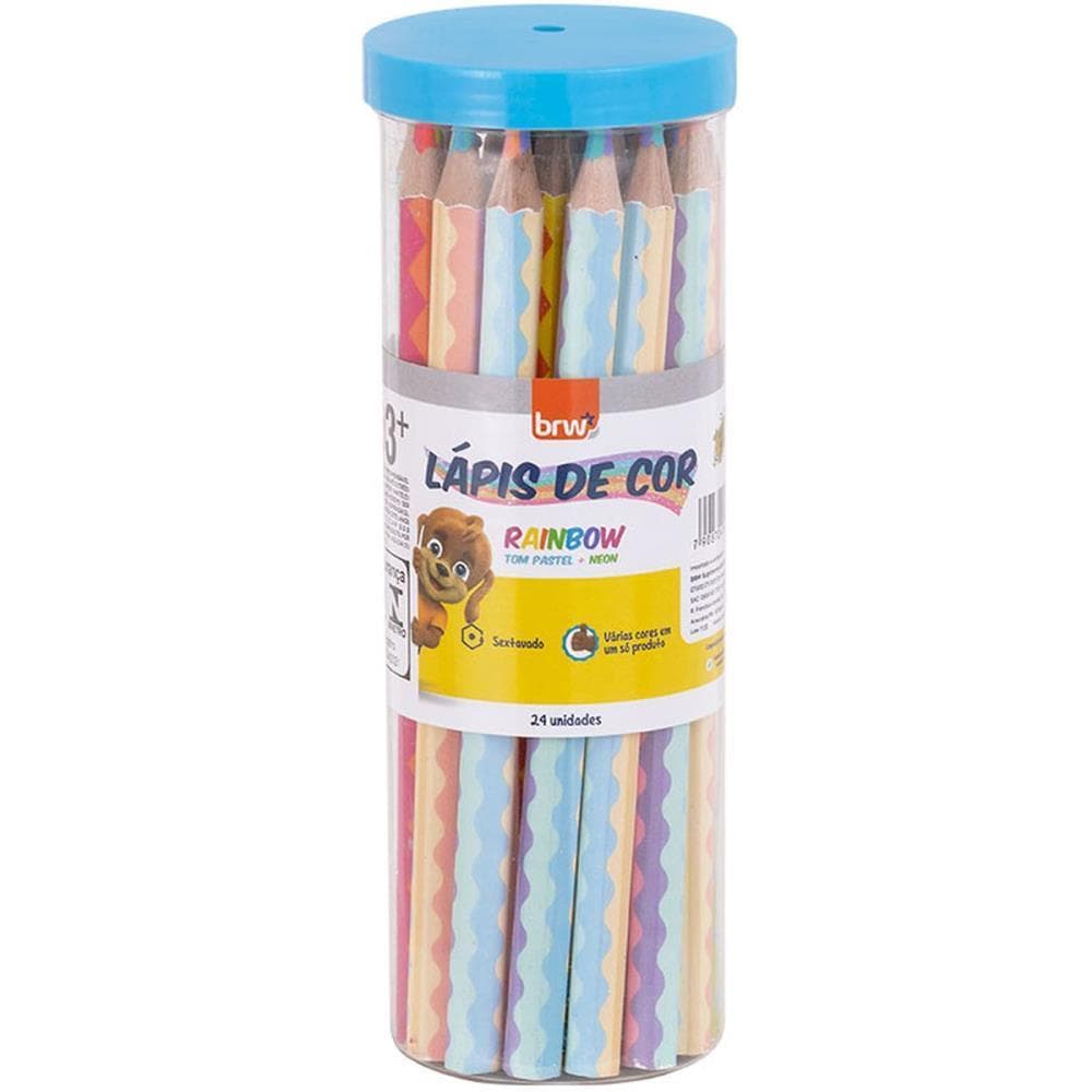 Lapis de COR Sextavado Rainbow BIG Pastel e Neon POTE-24