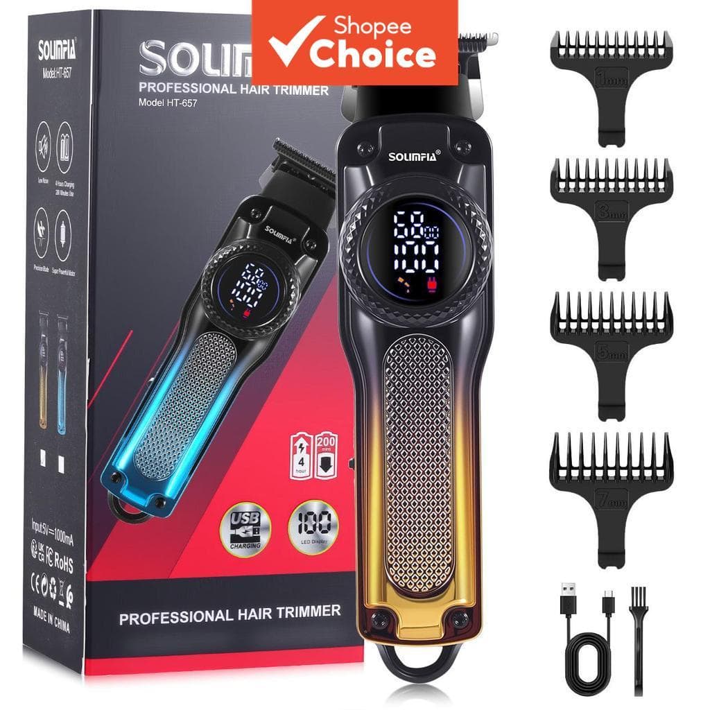 Máquina De Cortar Cabelo Sem Fio SOLIMPIA Para Casa – Kit Aparador De Barba Recarregável Homens , Opções Douradas/Azuis
