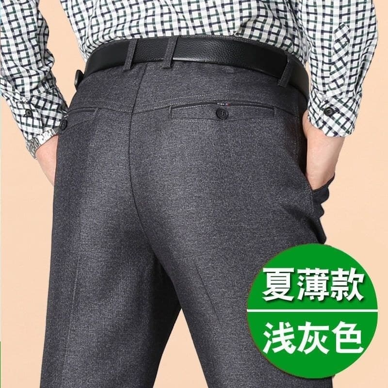 Calças masculinas idosas de meia-idade primavera outono calças pai calças de terno fino calças de meia-idade masculino s