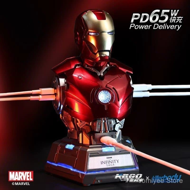 Killerbody Qianshi Mecha Marvel Iron Man MK3 Centro de Carregamento Padrão PD65W Suporta Carregamento Rápido