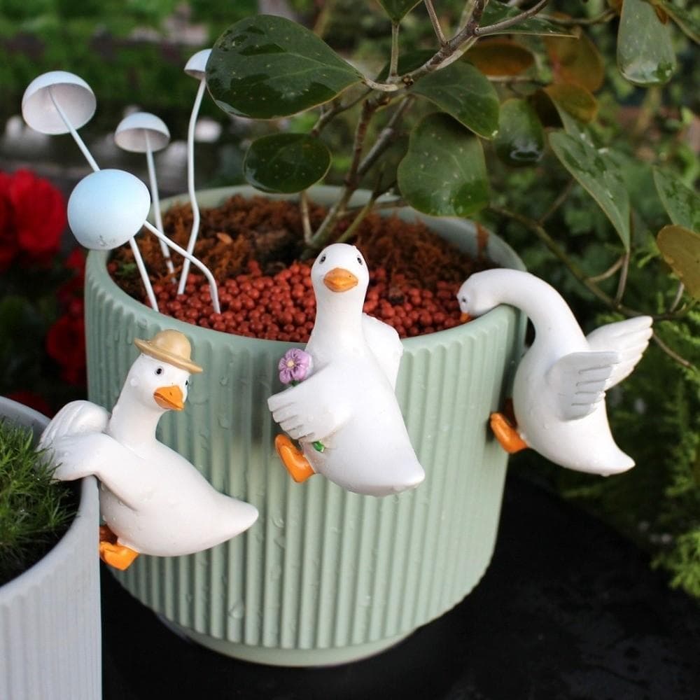 GRRDELOX 3 Pçs/SET Pingente De Vaso De Flores De Pato , Ornamentos De Animais Simulados De Formato Adorável Realista , E