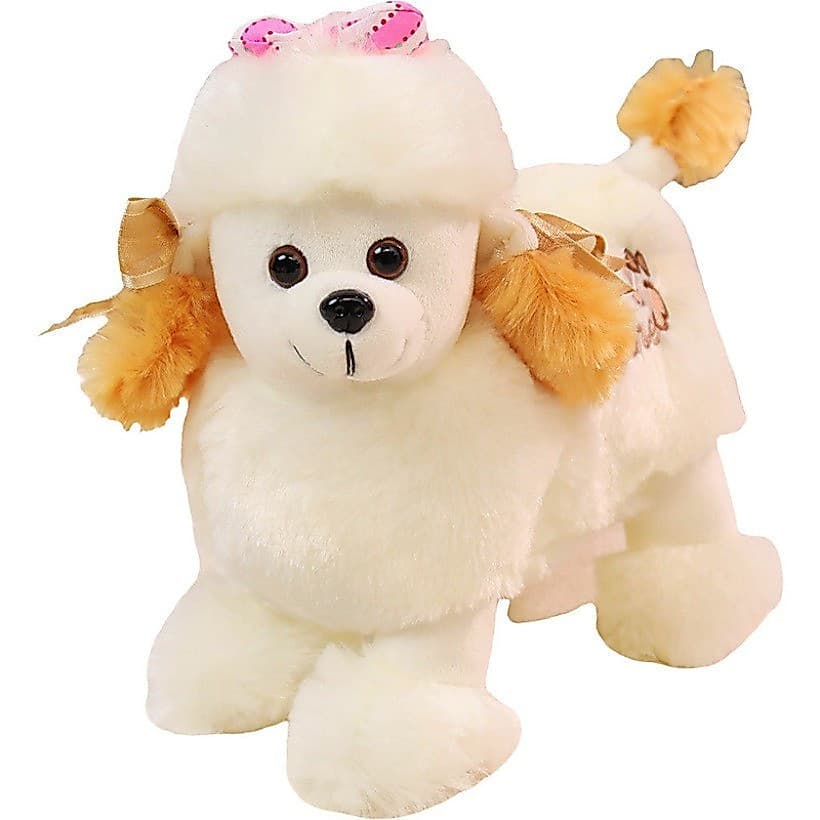 Super macio toque bonito Poodle boneca brinquedo de pelúcia simulação cão boneca Ragdoll pastor branco travesseiro prese
