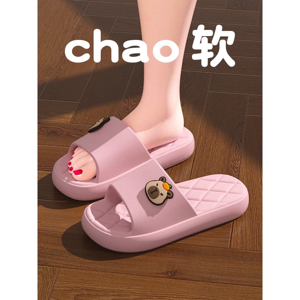 Bonito Kapibara chinelos feminino 2025 novo estilo interior verão casa de sola grossa dos desenhos animados sandálias ao