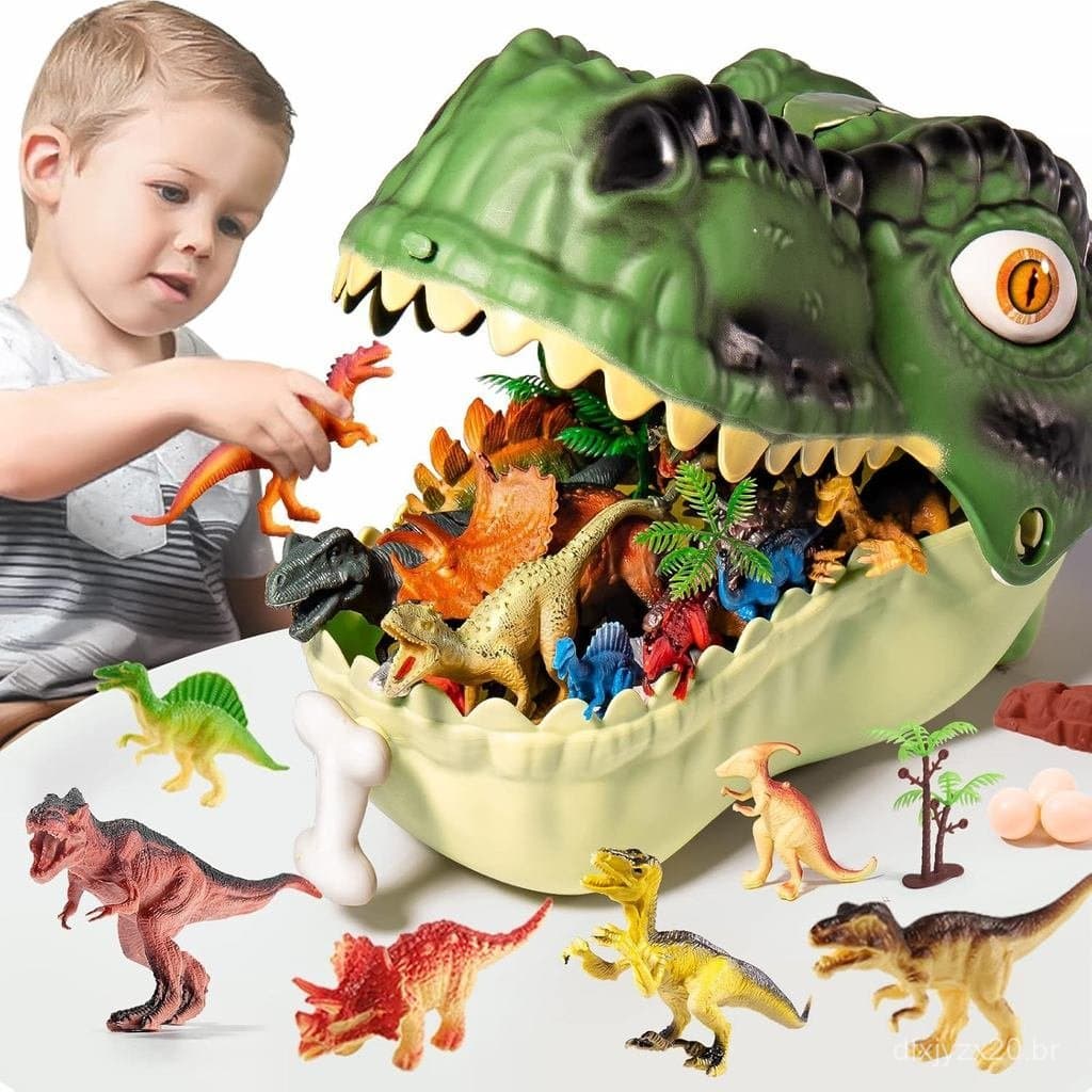 Brinquedos de Dinossauros para Crianças de 3 a 5 Anos, 45 Peças de Figuras Realistas de Dinossauros Jurássicos com Ovos,