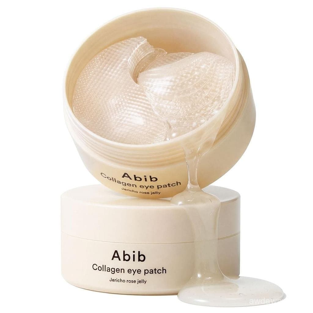 Máscara para os olhos AbibVeganCollagen*, usada para reduzir rugas e linhas finas, contém extrato de rosa de Jericó e pe