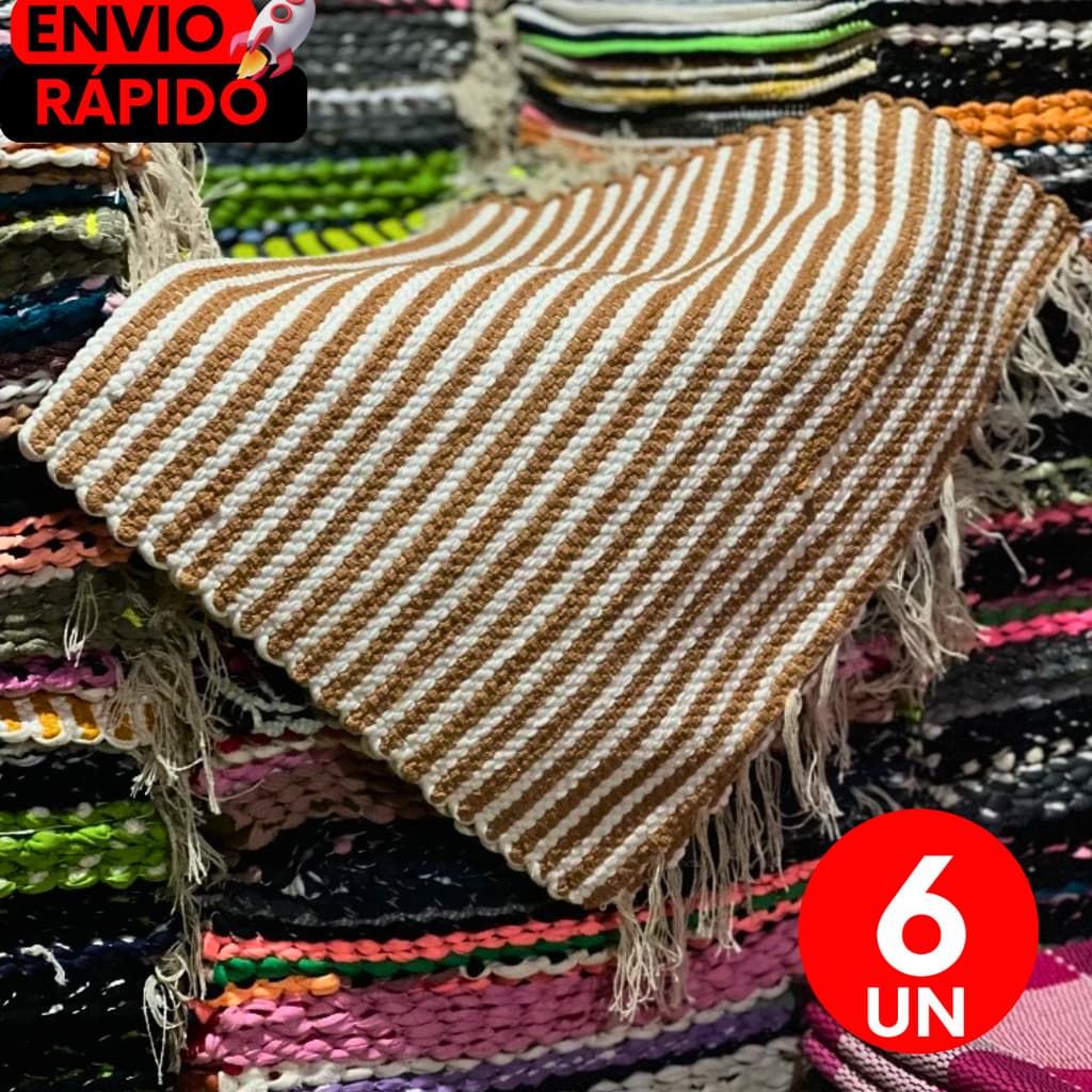 Conjunto Kit Tapetes Tear Artesanal Boho Tear Manual Premium Decoração Rústica Moderna Sala Cozinha