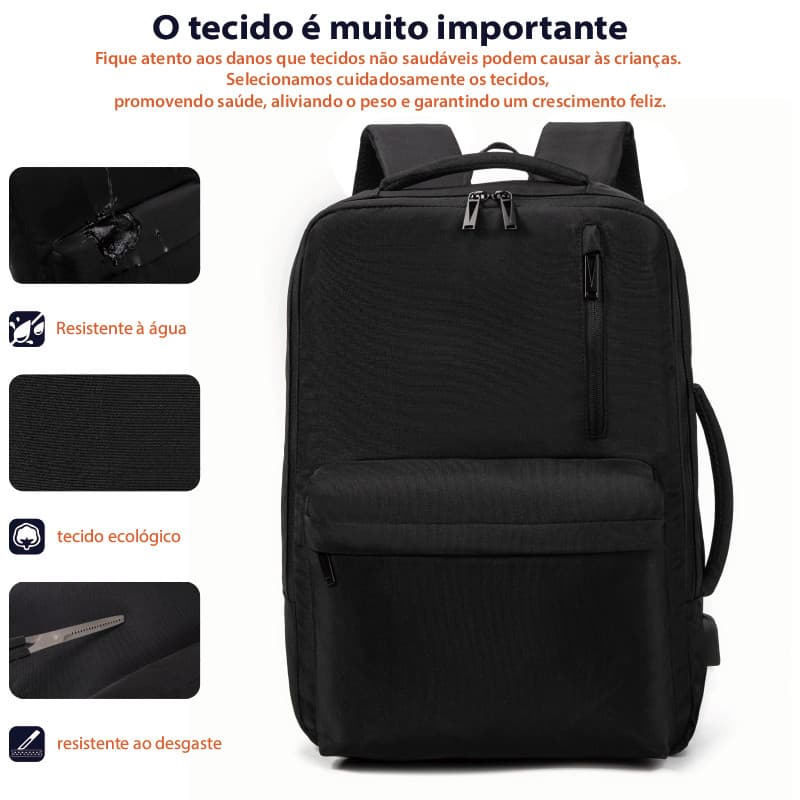 Mochila para notebook expansível de 25-40 litros com porta USB, para negócios, viagem e trabalho