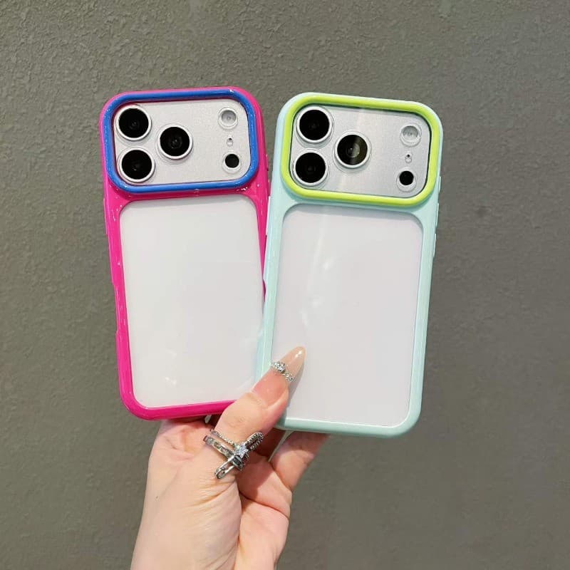 Simples Duas Cores Transparente Acrílico Caso De Telefone Para IPhone 14 15 16 17 18 Pro Max Capa À Prova De Choque
