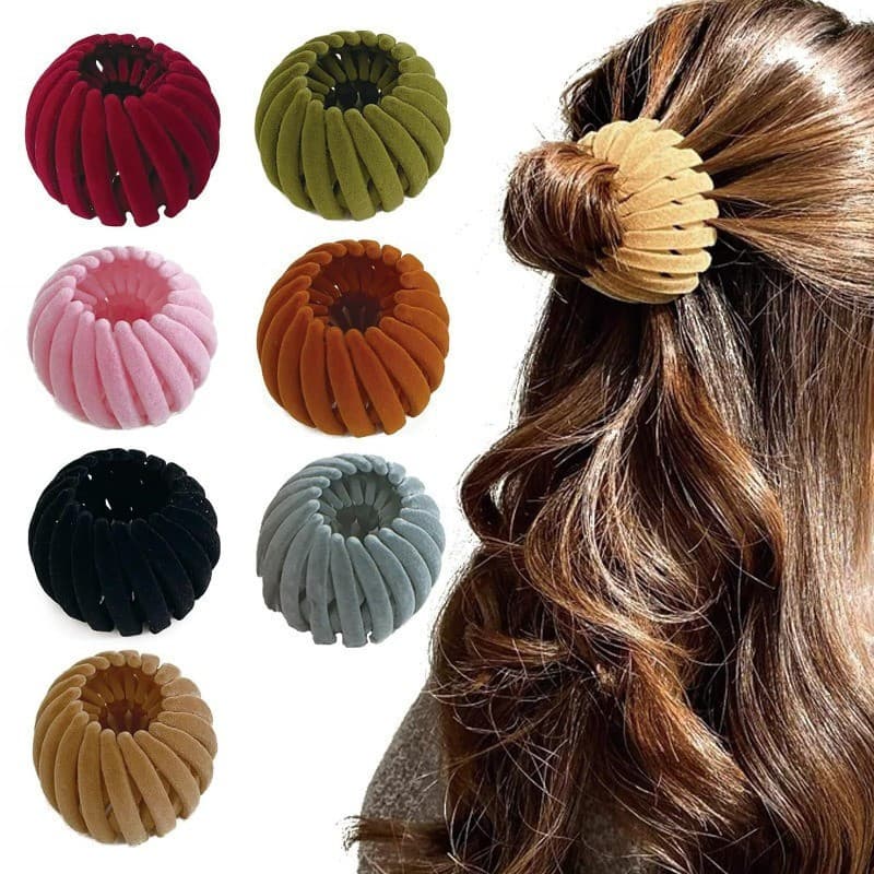 Elástico de Cabelo Retrátil Coreano, Prendedor de Rabo de Cavalo, Ferramenta para Coque, Fivela Mágica I86N