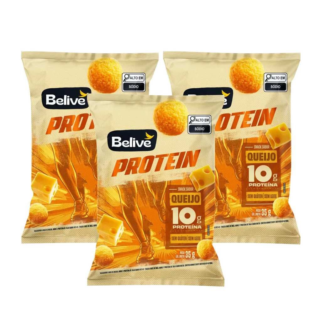 Kit Salgadinho Queijo Protein Sem Glúten Sem Lactose - Belive 3 Unidades 35g