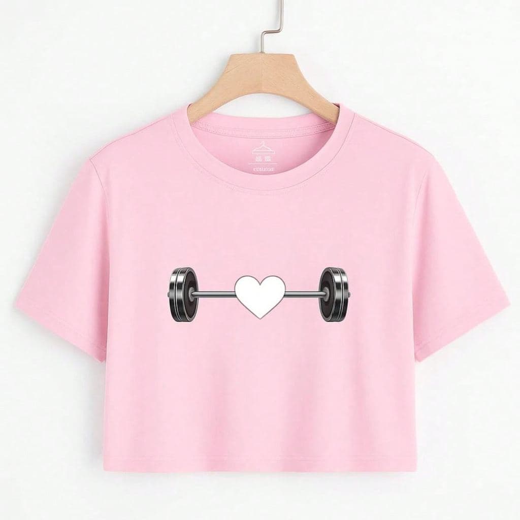 Cropped Camiseta Feminina Estampado Academia Peso em Malha Premium Confortável Estiloso Para Ela