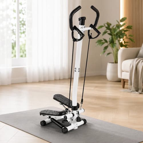Mini Stepper Simulador de Escada com Elásticos Display Digital Resistência Ajustável Academia em Casa Treino Fitness