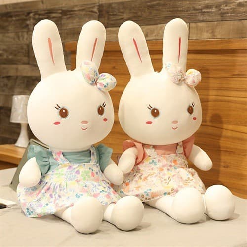 Coelho brinquedo de pelúcia menina Ragdoll feminino bonito cama crianças macio bonito pequeno coelho branco boneca trave