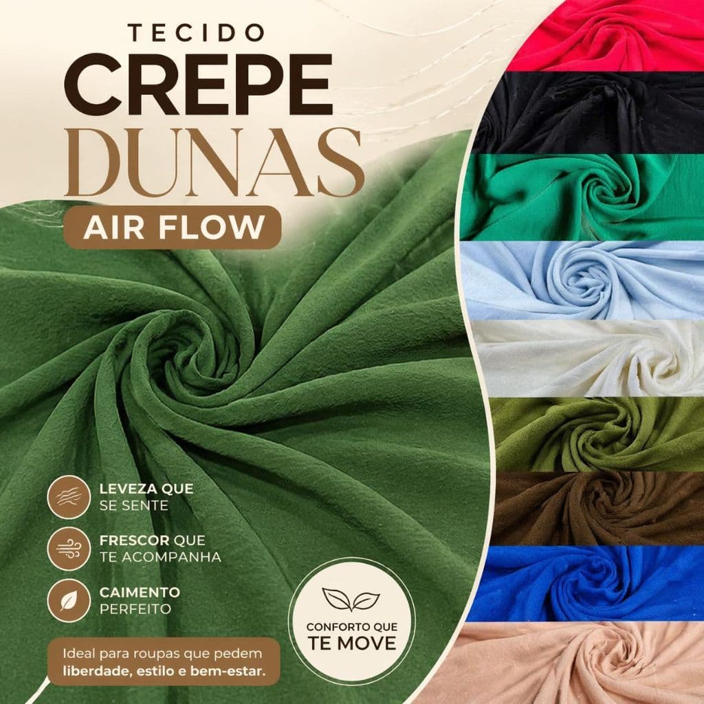 Tecido Crepe Air Flow Texturizado 1 Metro x 1,50m Premium