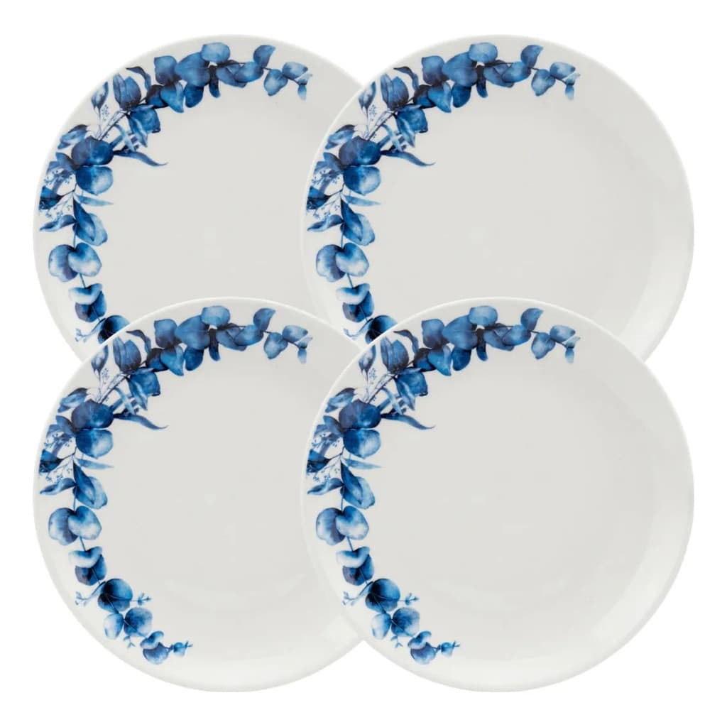 Conjunto 4 Pratos Sobremesa Beli em Cerâmica Eucalipto Azul