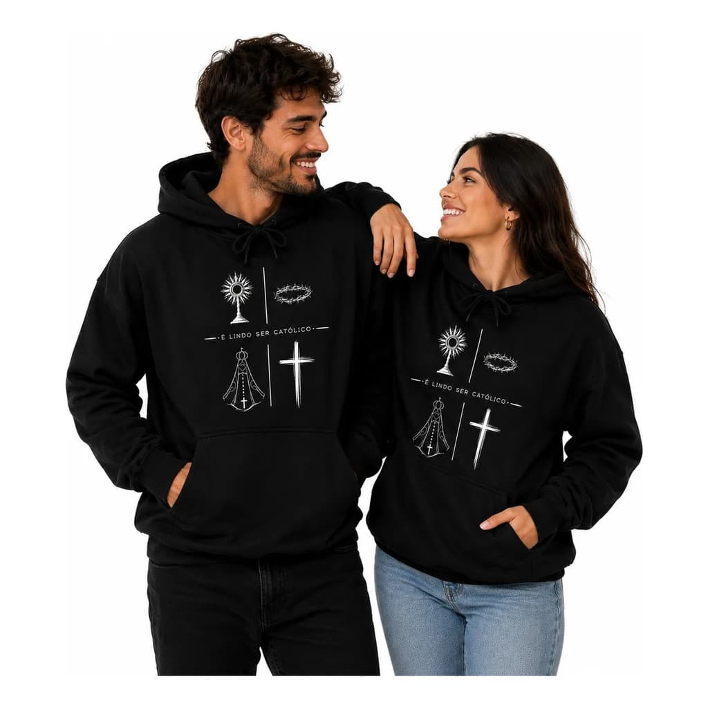 Kit 2 Moletons Blusa Roupa Frio Namoro Cristão Fé Católica