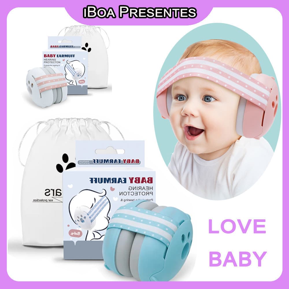 Abafador de Ruído para Bebês – Proteção Auditiva Infantil Confortável com Alça Elástica + Bolsa oceanic