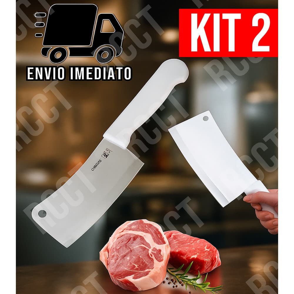 Kit 2 Machadinha Profissional em Aço Inox Cutelo para Churrasco e Carne