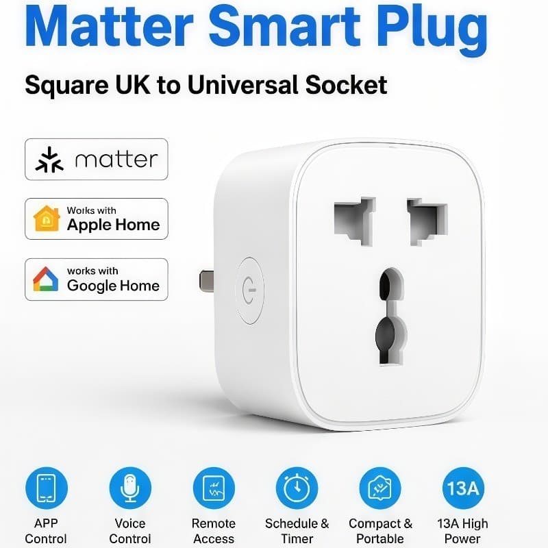 Protocolo Matter Square UK Smart Plug Universal Multi Socket Adaptador Home Outlet App E Controle De Voz Compatível Com