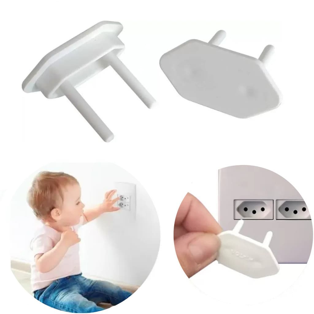 Kit 24 Protetor de Tomada Bebê Segurança Contra Choque Elétrico Preto, Branco e Vermelho