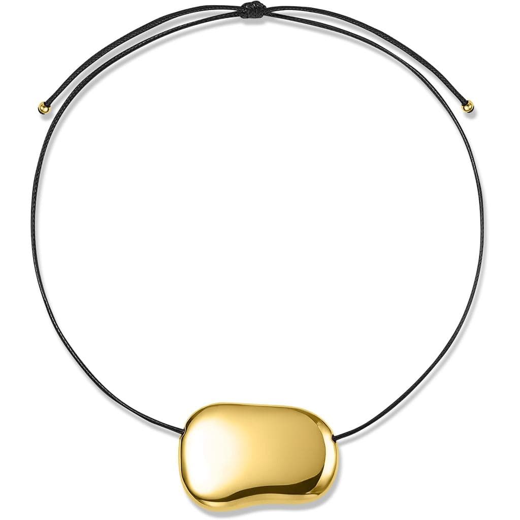 Colar de Feijão SHINYY para Mulheres |   Pingente de Corda Grossa Banhado a Ouro 18K |   Joias Elegantes para Ela M3QN