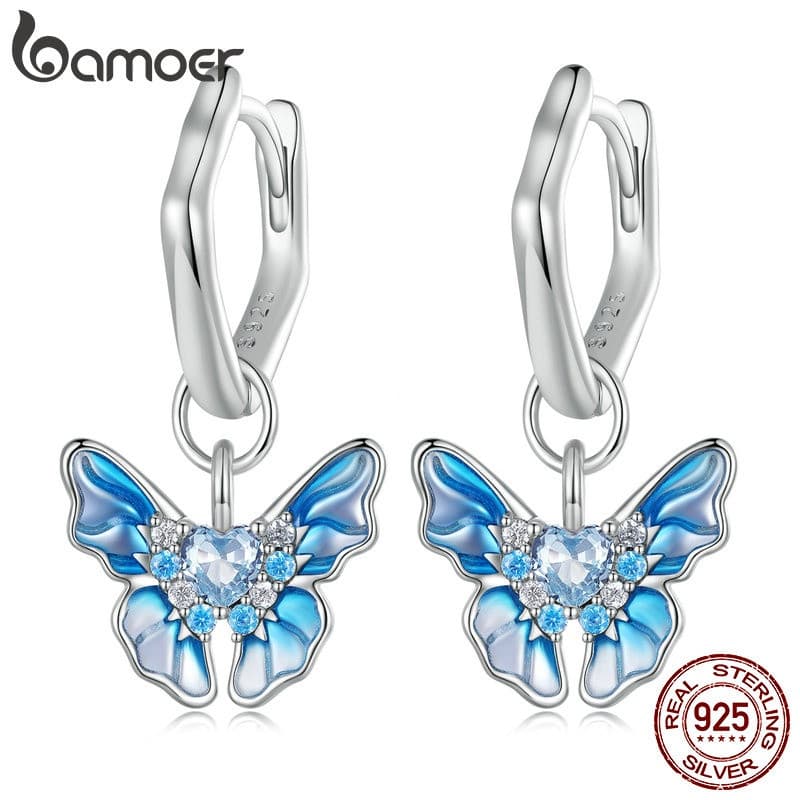 Brincos Simples de Borboleta em Prata Esterlina 925 Bamoer, Joias de Moda, Presentes para Mulheres TIDC