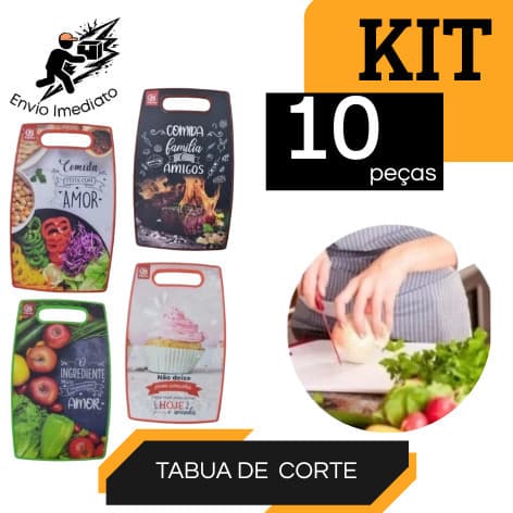 Kit 10 Tábua de Corte Estampada para Carne e Legumes Frutas Ultra Resistente Utensílios de Cozinha