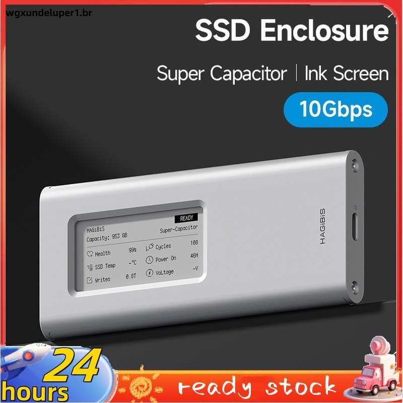 Gabinete De Disco Rígido SSD M . 2 Com Tela De Tinta De 10 Gbps Caixa Externa De Alumínio Para SSDs 2230/2242/2260/2280
