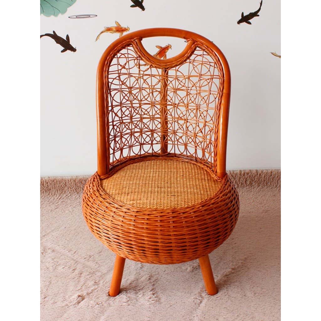 Varanda doméstica cadeira de vime lazer pequeno banco baixo Real rattan pequena cadeira rattan única cadeira adulto vara