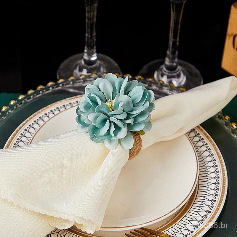 6 Peças Porta-Guardanapos De Flores Anéis De Guardanapo Florais Artificiais Decoração De Mesa Artesanal Para