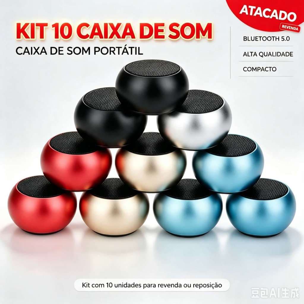 Kit 4 e 10 Mini Caixa De Som Bluetooth 5.0 Tws Metal Mini Speaker Amplificada 3w- C2