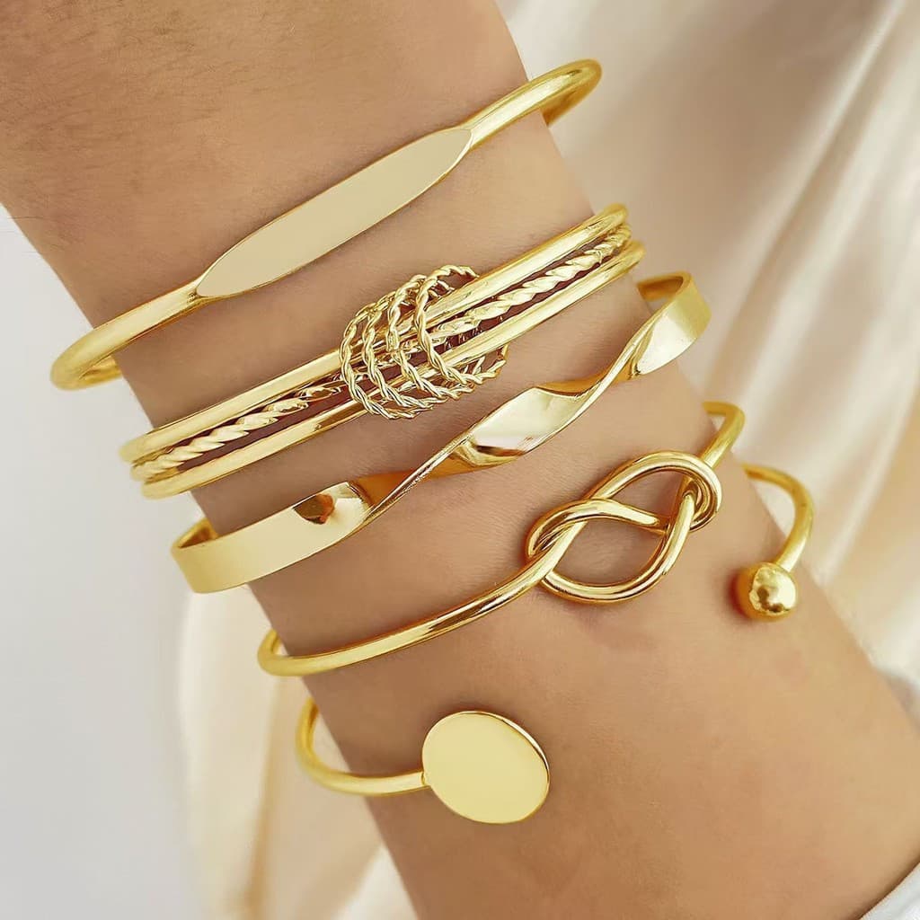 Pulseira brilhante com torção de diamante, conjunto de 5 peças, conjunto de pulseira Punk Irregular