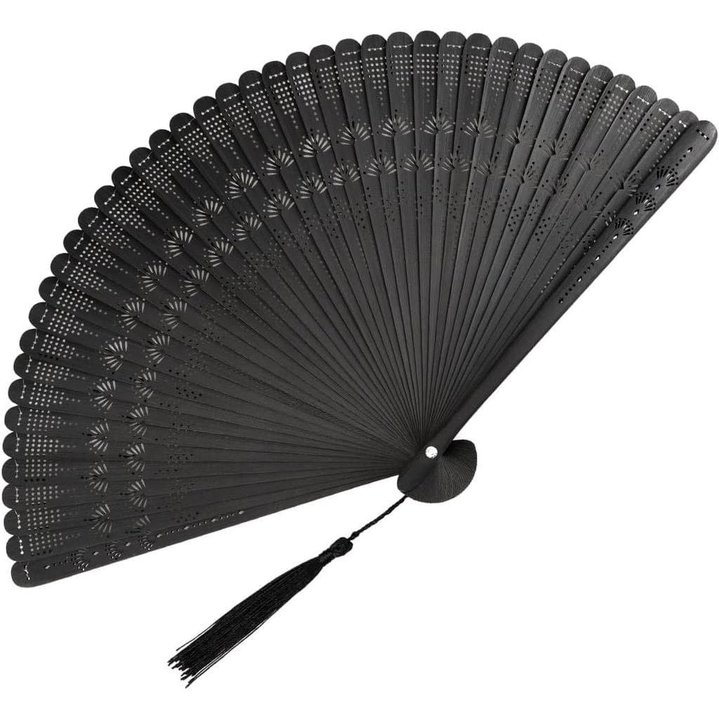 Leque de Mão de Bambu Tradicional Chinês com Borla, Leque Dobrável Vintage Vazado para Homens e Mulheres, Decoração de F