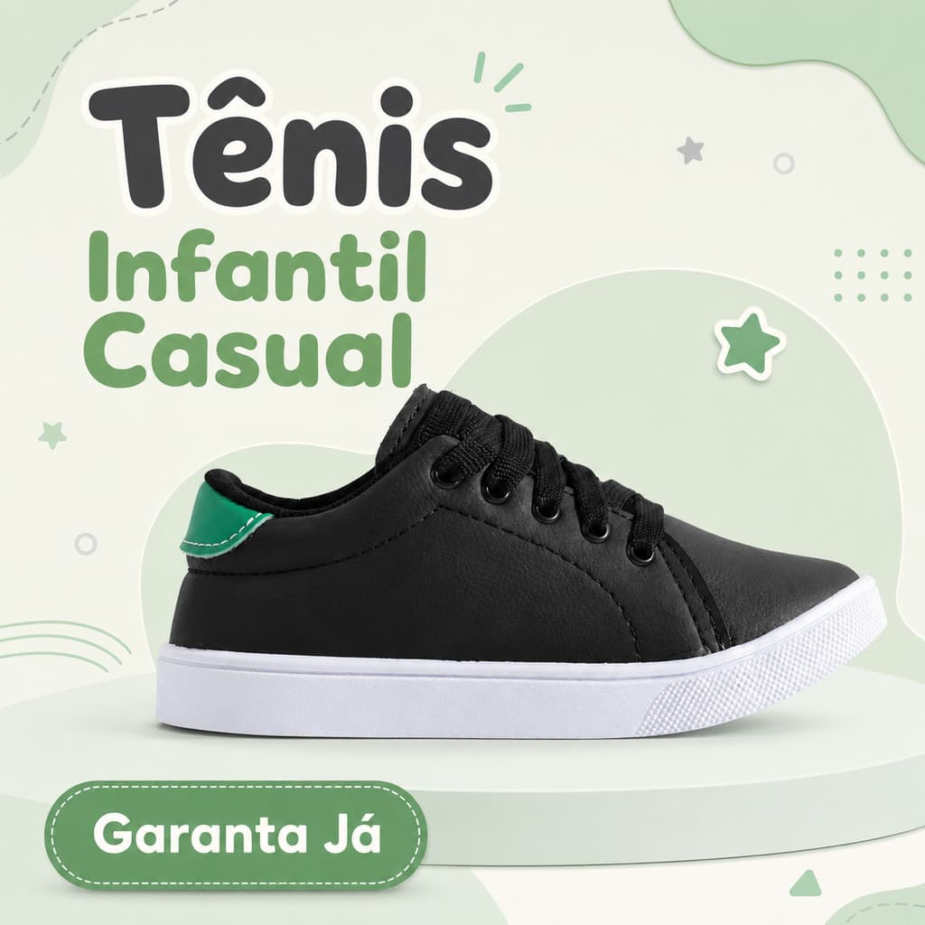 Tênis Infantil Casual Confortável Resistente Leve Original Couro Sintético Durável Para Escola e Passeio 19 ao 34