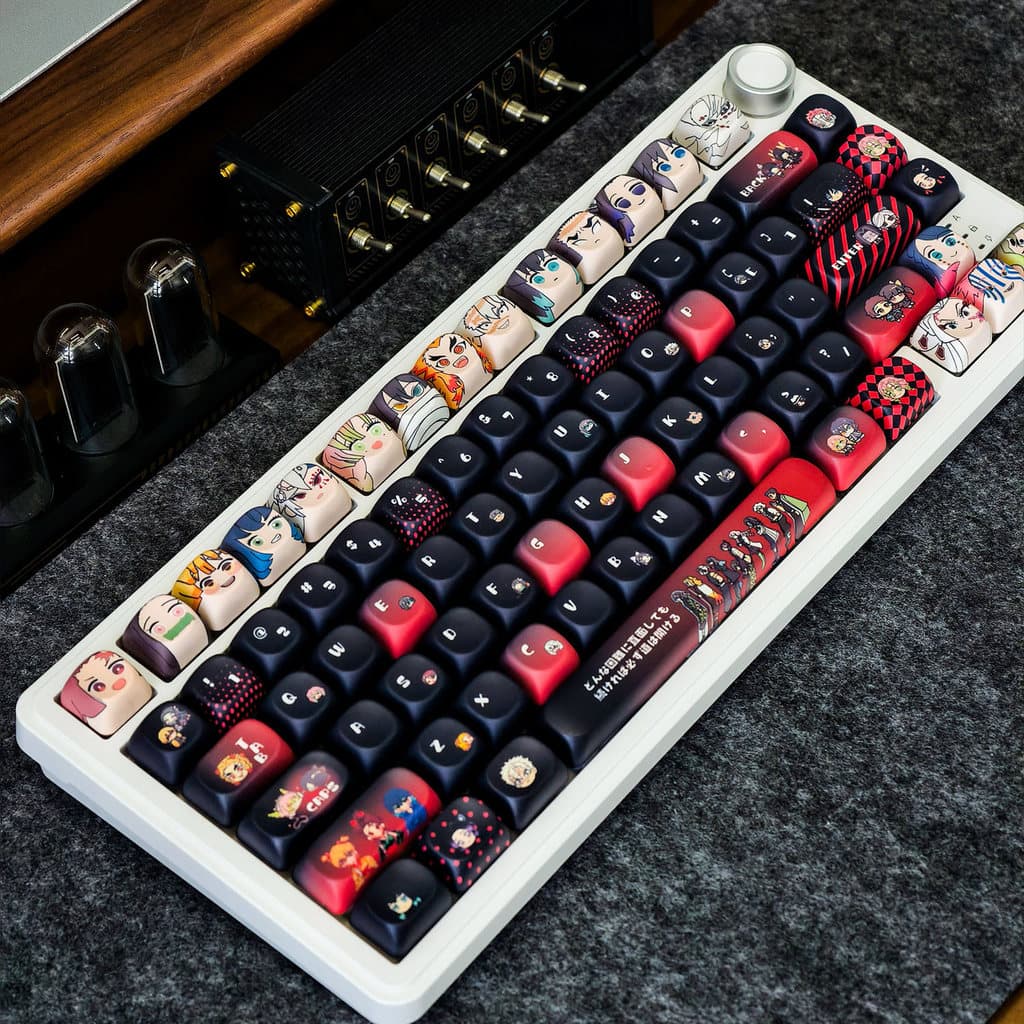 EN/TH/ZHUYIN/Krmaimooo Demon Slayer Keycap MOA/Cherry Profile 120 Teclas PBT Sublimação De Tinta Aula F75 Redondas Fofas