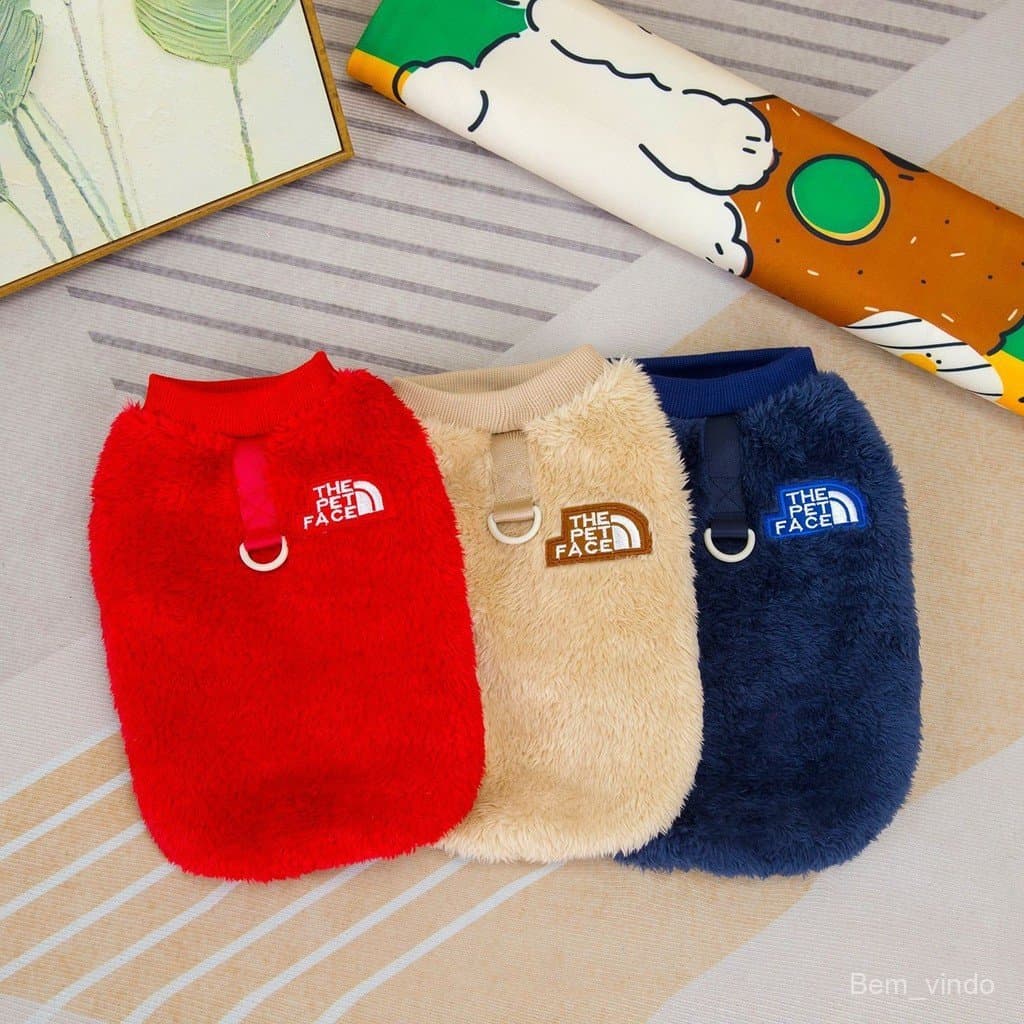 Moletons de lã macia para cães, roupas de primavera e outono para cães pequenos, pulôver com estampa de filhote, casaco