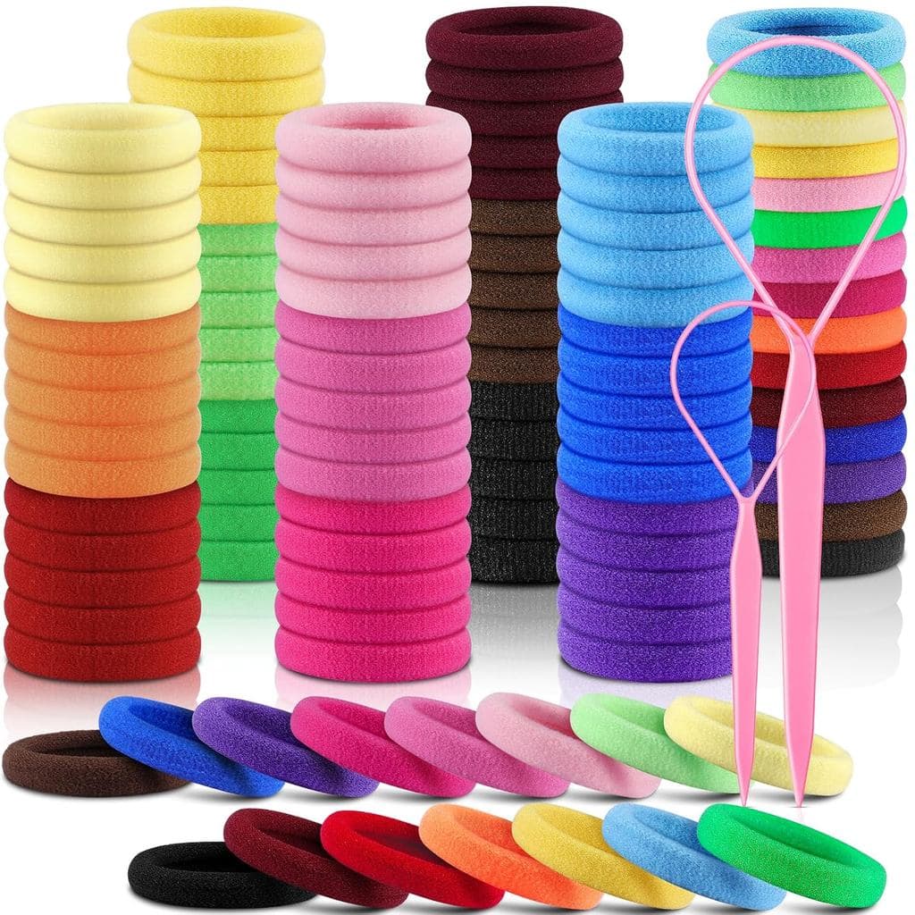 IKOCO 150PCS Elásticos de Cabelo Pequenos para Meninas, Algodão, Coloridos |   Sem emaranhados e sem dores, sem danos ao