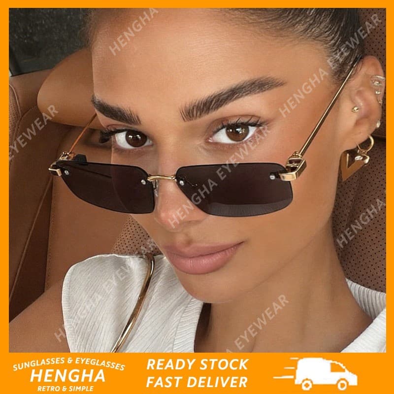 (HENGHA) Nova Chegada Euro-Americano Sem Aro Retângulo Irregular Óculos De Sol Feminino , UV400 Para Ela Ao Ar Livre , M