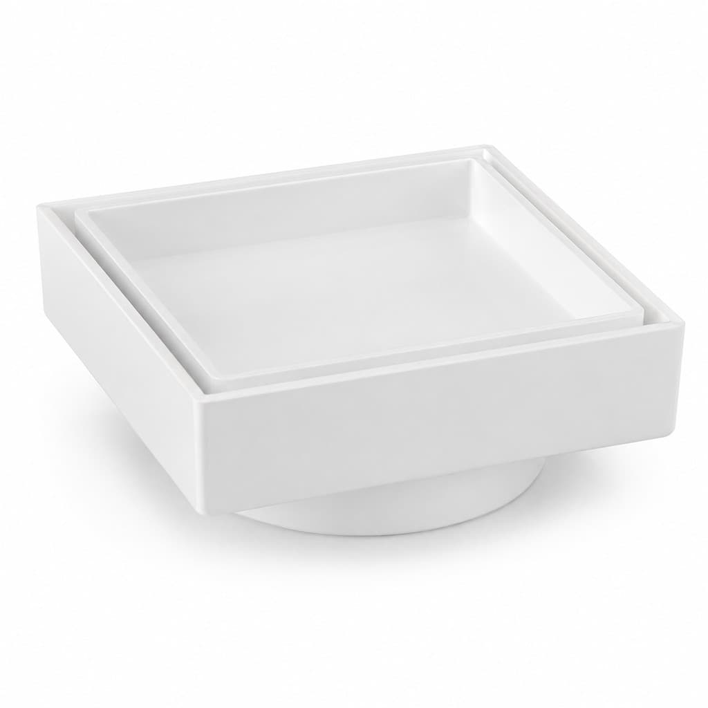 Ralo Invisível Oculto Quadrado Banheiro 12cm Anti Inseto Branco