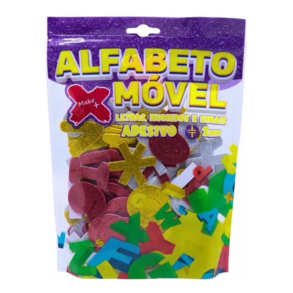Bolsa De Letras E Números E Sinais 150 Peças Glitter Make+
