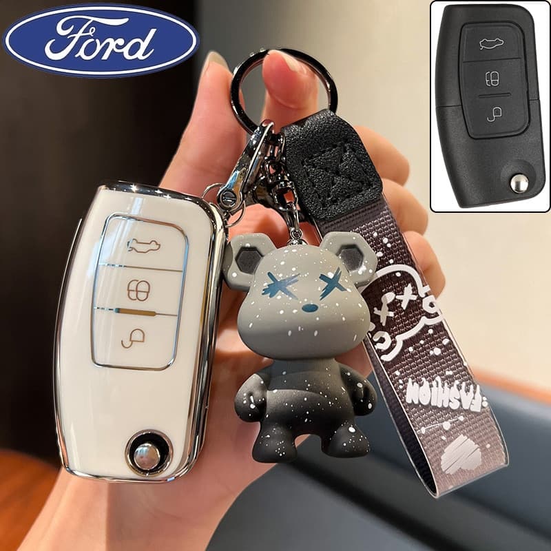 Capa para Chave de Carro Ford Compatível com Fiesta/Focus/Ecosport, Controle Remoto com Cordão IUKX