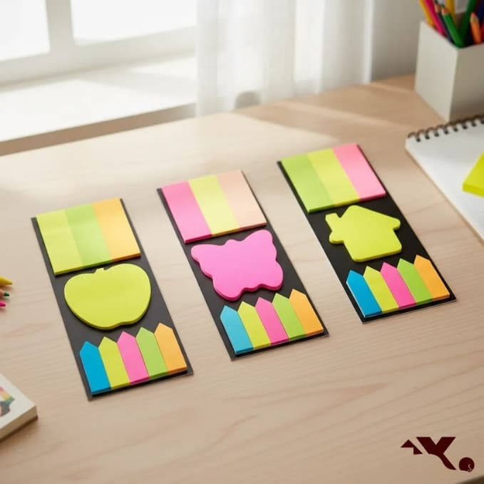 Card de Notas Adesivas Autocolantes em Vários Formatos e Cores para Anotações