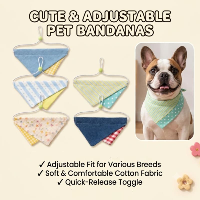 Bandana Triangular Coreana Fofa Para Animais De Estimação – Lenço Ajustável De Toalha De Saliva Cães E Gatos