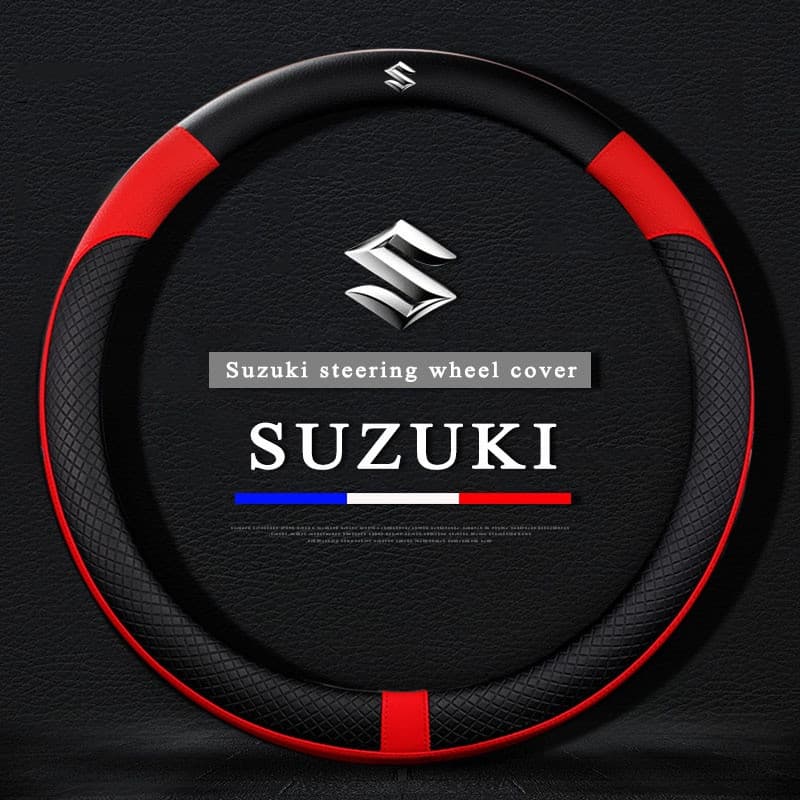 Capa para Volante de Carro Suzuki em Couro Sintético, Capas de Volante em Tecido Respirável Trançado, Acessórios Automot