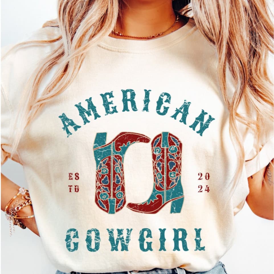 Camiseta Blusa Country Feminina Estilo American Cowgirl Cowboy 100% Algodão Estampada Moda Sertaneja