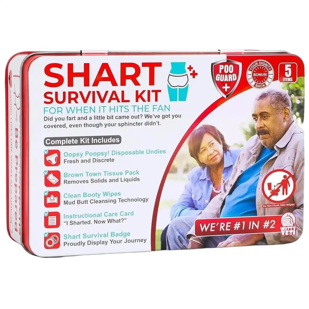 Kit de Sobrevivência Funny Shart da Witty Yeti. Conjunto de Presente de Brincadeira com Tema de Cocô Contém Lenços Umede