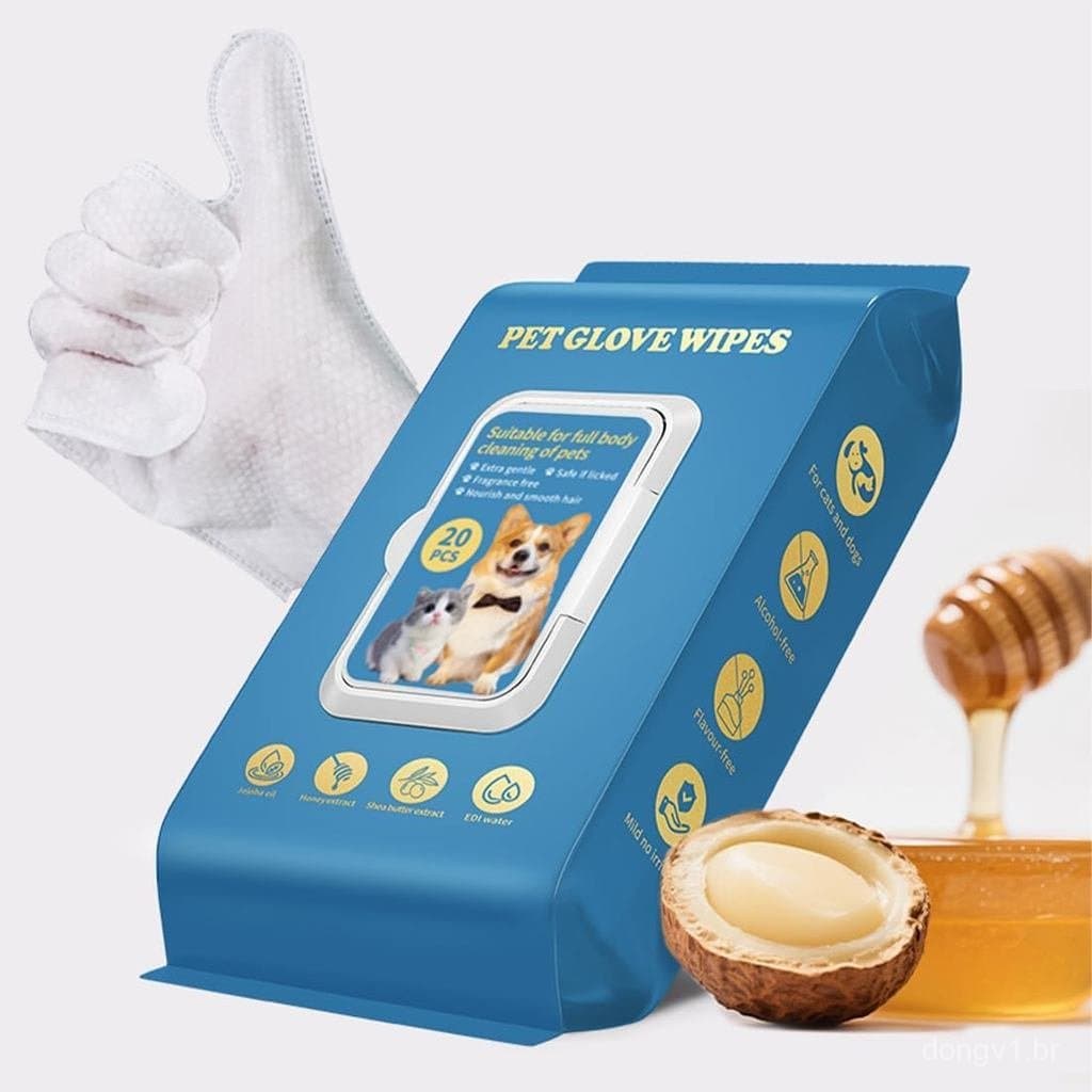 20 Unidades de Luvas de Limpeza para Animais de Estimação, Luvas de Limpeza para Cães e Gatos, para Limpeza de Pelos, Ro