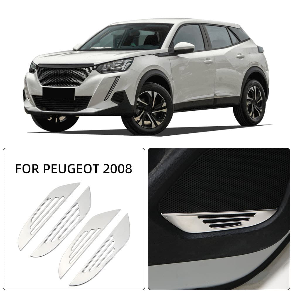 Guarnição Do Alto-Falante De Áudio Da Porta Carro Para Peugeot 2008 2019-2022 2023 4 Peças Capa De Rádio Estéreo Adesivo