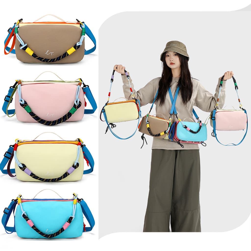 Dopamina contraste cor bolsa saco 2026 novo estilo grande capacidade moda menina saco cosmético passeio portátil saco do
