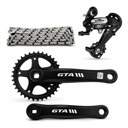 Pedivela Gta 34d+ Câmbio Traseiro 7v+ Corrente Index Bike Pr Preto